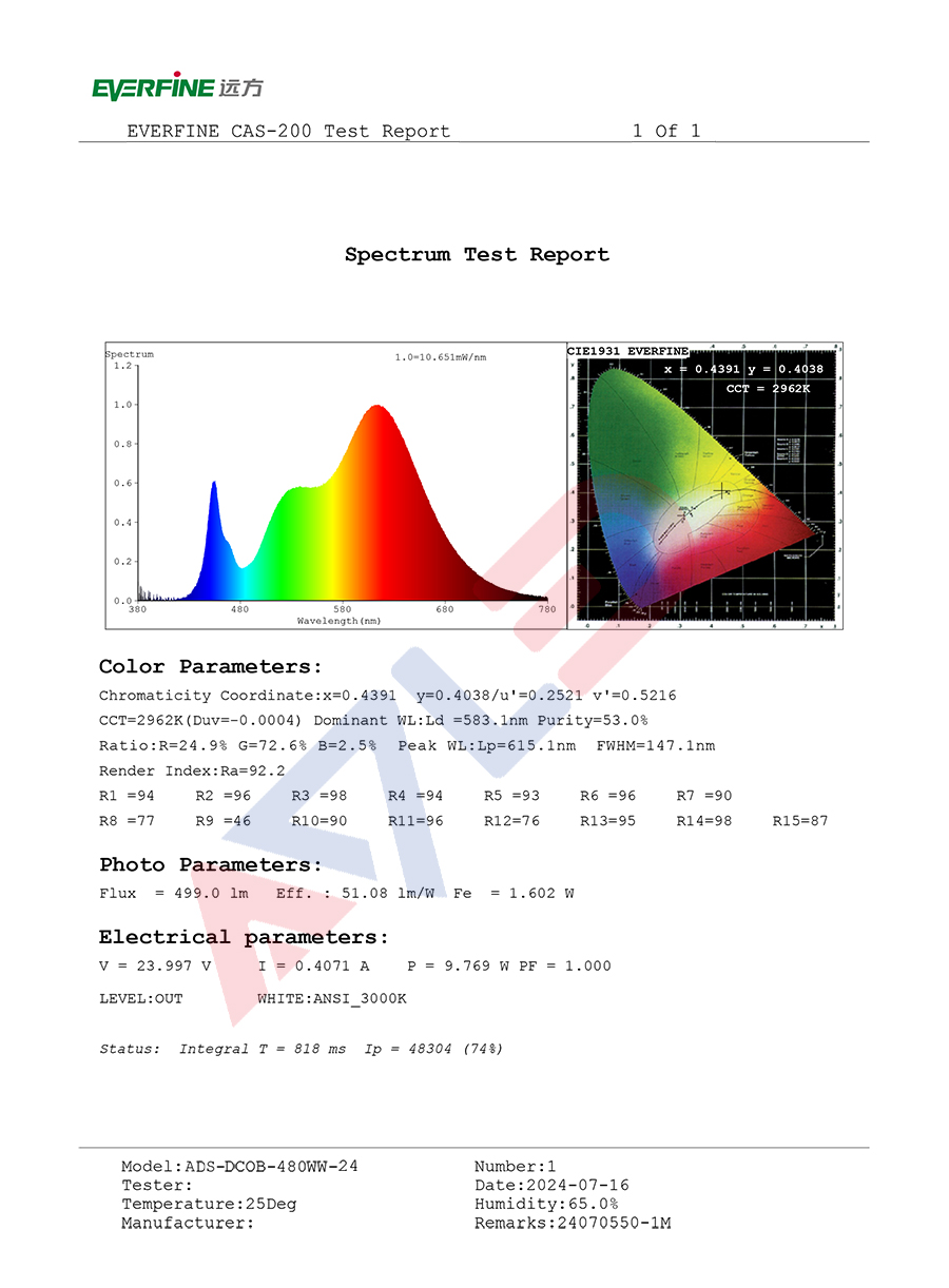 Strip LED COB Test Report